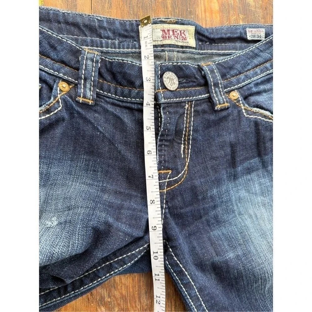 B8 MEK Denim Bootcut Jeans Womens‎ 28 Dark Wash Cotton Embroidered Y2K Vintage